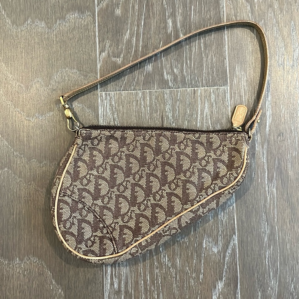 Dior brown logo mini saddle bag